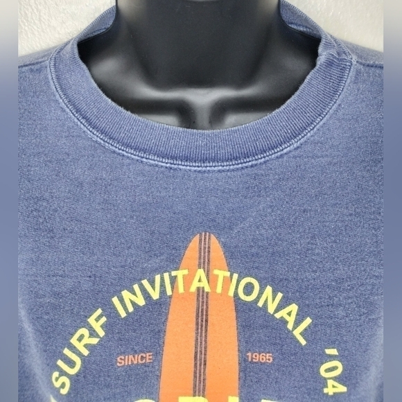 Vtg Breezin' Up Kids Surf Womens Small Sweatshirt USA Crop Surfer Girl Sun Faded - Picture 2 of 7